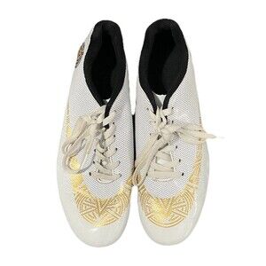 Xtep White Track Spikes Running Shoes Men's Size 7 EUR 40 Gold Pattern